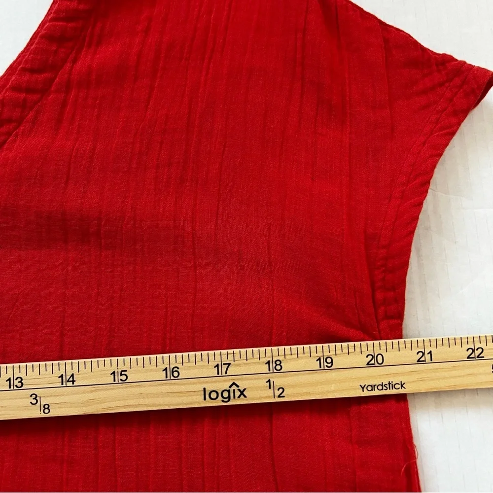 Pact Coastal Double Gauze Belted Jumpsuit Organic Cotton Red XS NWOT - Picture 14 of 16